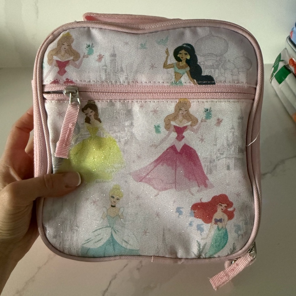 Pottery Barn Cute Pink Disney Princess Glitter Lunch Bag
